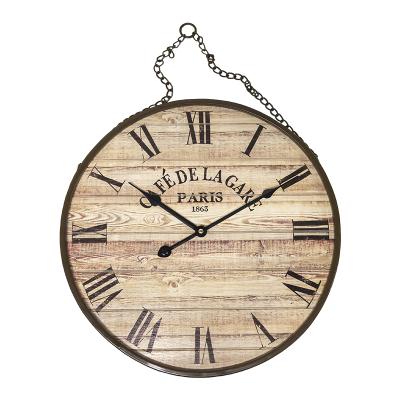 China 24-Inch Style Arabic Numerals Antique Silent Non-ticking Decorative Wall Clock For Home Decor for sale