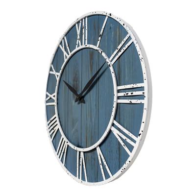 China 2021 Modern Style Antique Home Decor Blue And White Color Digital Wall Clocks for sale