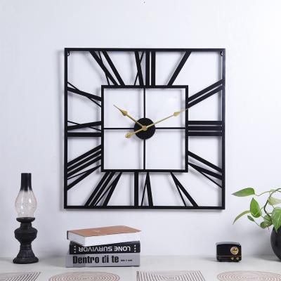 China Quality Antique Decorative Square Quartz Wall Clock Metal Style Battery Operated Wall Clocks for sale