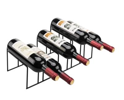 China Special 5 Bottle Metal Wine Rack Countertop Wine Rack Modern Tabletop Wine Rack Storage Bottle Rack for sale