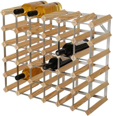 China Classic Popular Solid Wood Wood And Steel Freestanding Rack Wine Storage Racks for sale