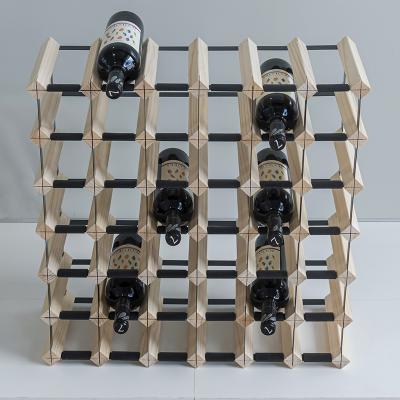 China Wall Mount Manufacturer of Display Wine Storage Racks Wood and Metal 42 Bottles Wine Rack for sale