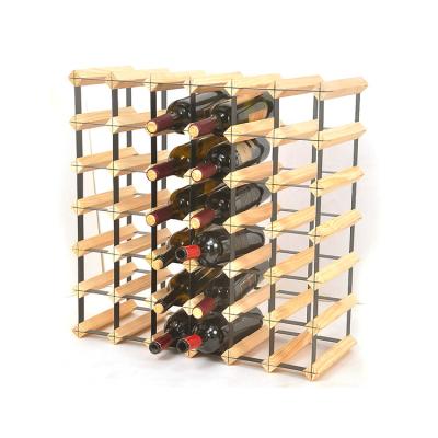 China Free Standing Hot Sale 42 Wooden And Metal Wine Bottle Racks For Winery Or Restaurant for sale