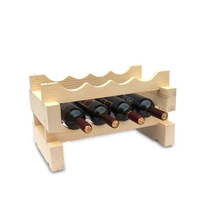 China High Quality Stackable Solid Wood Natural Color Pine Wood Wine Bottle Rack Racks Wine Rack For Sale for sale