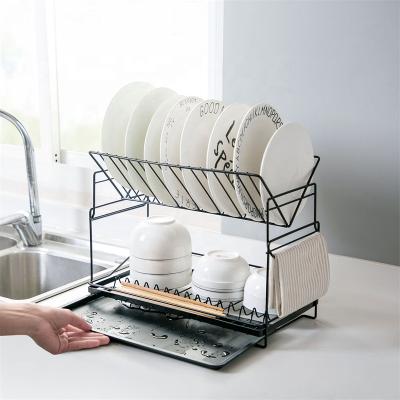 China Freshness Preservation Dish Drying Rack Dish Rack Rack Dish Rack Rack 2 Layers Storage Rack Kitchen Organizer with Tray Sink Organizer for sale