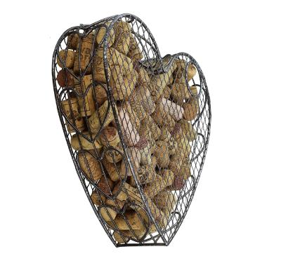 China Sustainable Rustic Style Heart Shape Corks Wall Mounted Storage Rack Wine Cork Rack For Home for sale