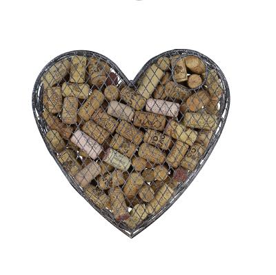 China Metal Heart Shape Sustainable Gift For Corks Collectors Wall Mounted Wine Cork Rack For Sale for sale