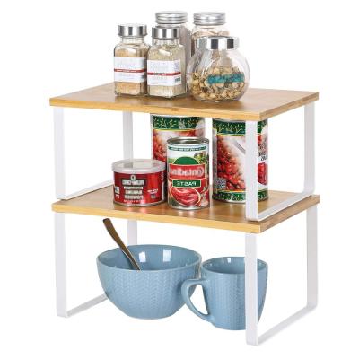 China Sustainable bamboo sideboard and counter shelf organizer, stackable and expandable for sale