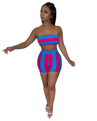 China Anti-pilling 2022 New Arrivals Crop 2 Piece Set Women High Head Waist Tube Top Shorts 2 Piece Women Short Sets for sale