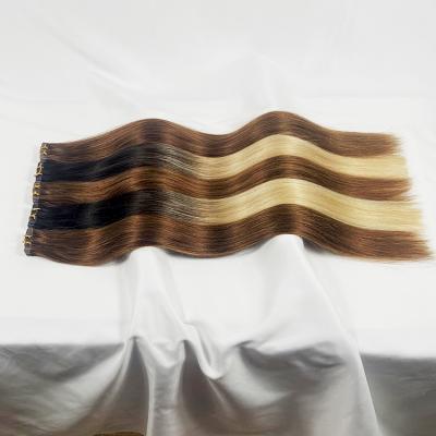 China European Unprocessed Silky Straight Double Drawn Virgin Human Hair Ombre Blonde Tape In Hair 100% Human Hair Extensions for sale