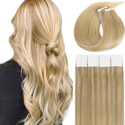 China Wholesale Good Quality Silky Straight 30 Inch Natural Straight Raw Pulled Invisible Double Wave Remy Human Hair Human Hair Tape In Hair Extension for sale