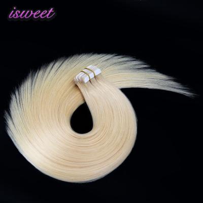 China Silky Straight Pulled Thick Wave Double End Blonde Remy Hair Tape Extensions for sale