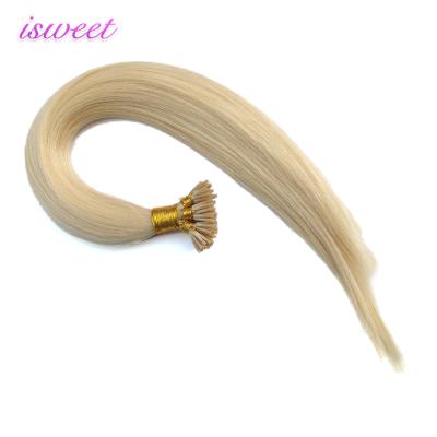 China Silky Clean Straight Italian Keratin Platinum Double Remy Hair I Tip Blonde Pulled Extensions for sale