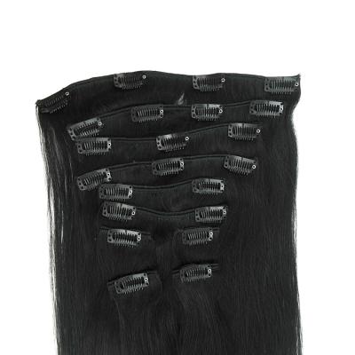 China Jet Black Silky Straight Tangle Free Wave Clip In Hair Extensions Remy Hair for sale