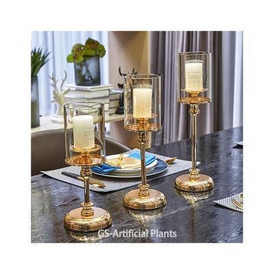 China Weddings Wholesale Nordic Style Candlestick Wedding Decoration Metal Home Crystal Glass Candle Holders Candle Holders for sale