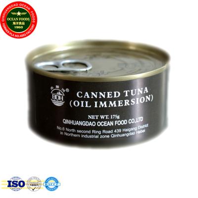 China Canned Tuna Ready To Eat Oil Oil Flavor Immersed Fish Tinned 0.175 Kg Tuna. CN 175g body tender ≥60% for sale