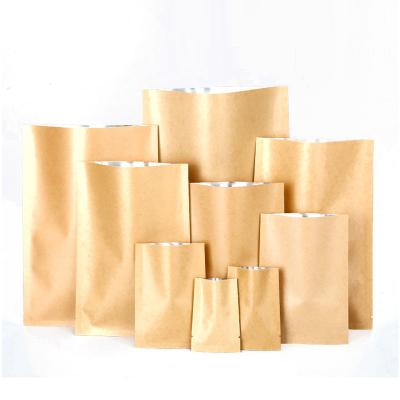 China Custom Inner Aluminized Flat Bag Moisture Proof Paper Sack Aluminum Foil Snacks Kraft Wrapping Paper Bag for sale