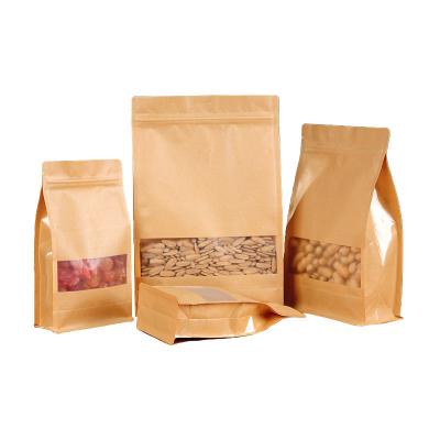 China Moisture and Dust Proof/Strong Transparent Stand-Up Sealing Mouth Zipper Food Bag Eight Side Seal Window Kraft Paper Bag/Hygiene Sealing for sale