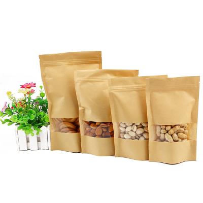 China Recyclable Custom Recyclable Kraft Paper Pouch Stand Up Pouch Kraft Paper Bag With Window for sale