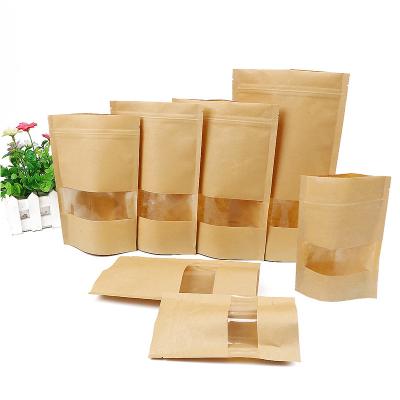 China Recyclable Moisture Proof Packaging Zipper Bags Kraft Paper Bag With Window for sale