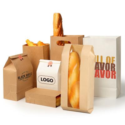 China Disposable Logo Paper Bread Bag Kraft/Pp Bread Bag Supplier Paper Bag Food Packaging Custom Order Printing for sale