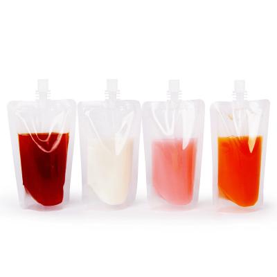 China BIODEGRADABLE Matte And Transparent Plastic Drink Bag Good Sealing Suction Spout Bag for sale