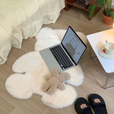 China JY Bear Living Room Bedroom Bedside Bear Fur Blankets Non-slip Animal Shaped Soft Nordic Faux Carpets Sheepskin Area Rugs for sale