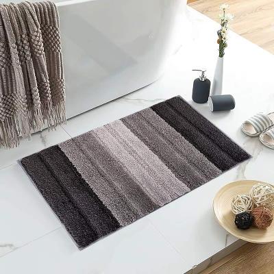 China JY Plush Stripe Washable Custom Fluffy Soft Shower Mat Microfiber Quick Dry Ornate Bath Mat Non Slip Bath Mats for sale