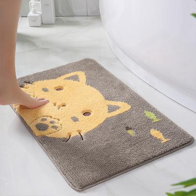 China Washable Quick Dry Strip Cute Microfiber Absorbent Non Slip Kids Customized Tufted Bath Mat Set Rug Anti Slip for sale