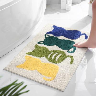 China Washable Cat Microfiber Tape Cat Quick Dry Cute Kids Absorbent Non Slip Customized Bath Tufted Mat Set Rug Anti Slip for sale