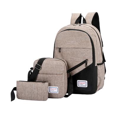 China With 3pcs USB Cheap Water Resistant Breathable Laptop Backpack Set Travel Backpack College High School Casual Student Schoolbag for sale