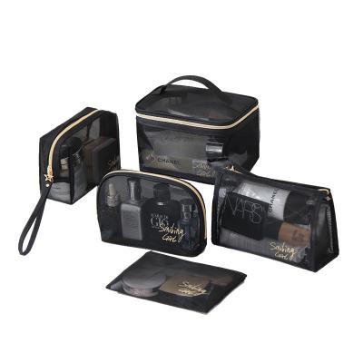 China Black Mesh Cosmetic Bag Storage Bag Five Piece Storage Bag New Travel Makeup Cosmetic Case Cosmetic Bag for sale