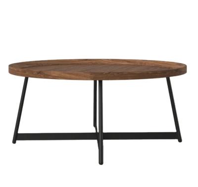 China Removable Cover Modern design of living room furniture aluminum alloy base with solid wood disc tabletop coffee table for sale