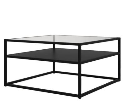 China Removable Cover Minimalist design living room furniture, double-layer aluminum alloy with glass tabletop coffee table for sale