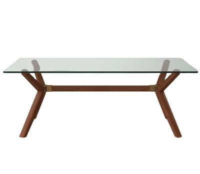 China Removable Cover Minimalist design of living room furniture with solid wood base and glass tabletop for sale