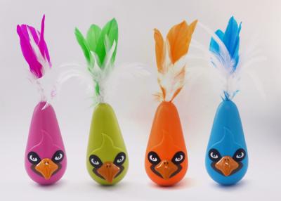 China Bird Shaped Design Wobble Cat Toy Non Toxic Material With Natural Feathers for sale