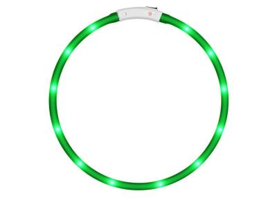 China Green Color Waterproof Light Up Dog Collar , USB Rechargeable LED Dog Safety Collar for sale