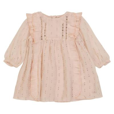 China New Fancy Design Breathable Baby Dress Breathable Long Sleeve Baby Silk Embroidered Dress for sale