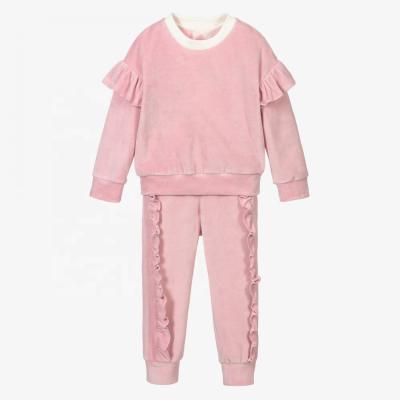 China 2021 new arrival casual sweet and pink 2021 comfortable girls velvet tracksuit kids girls clothes for sale