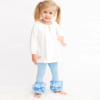 China Wholesale Breathable Elastic Soft Plain Babies Cotton Kids Triple Waist Ruffle Pants for sale