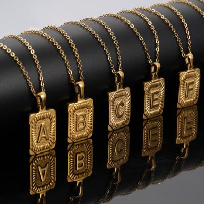 China 18K Gold Stainless Steel Necklace Lead Free Nickel Free Hip Hop 26 Letter A To Z Alphabet Pendant Necklace For Men for sale