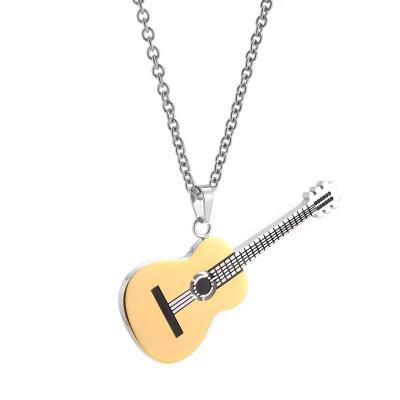 China 2021 New Design Handsome Stainless Steel Guitar Music FASHIONABLE Pendants Men's Jewelry Necklace for sale