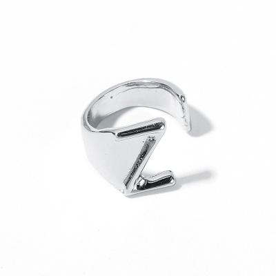 China 26 Ethnic Silver Plated Alloy Alphabet Letter Letter Rings ABCDEFGHIJKLMNO P Q R S T U V W Z Wholesale Unisex Adjustable Size X/Y Rings for sale