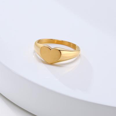 China Trendy Matte Stainless Steel Trendy Gold Plated Real Heart Ring Matte Love Heart Band Ring for sale