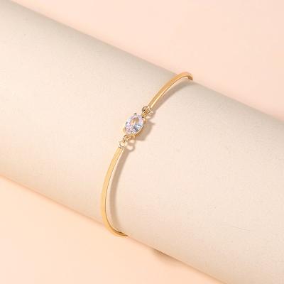 China FASHIONABLE Luxury 2022 18K Gold Plated Adjustable Chain Bracelet Zircon Oval Pendant Bracelets For Girls for sale