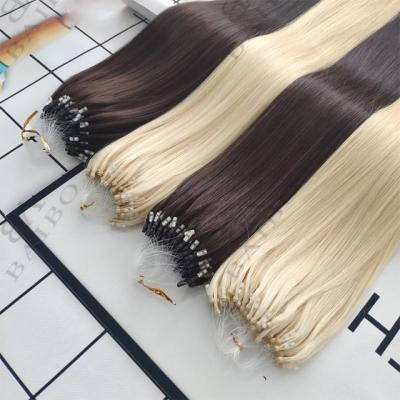 China Curly Micro Loop 12A Remy Virgin Human Hair Easy ring/links/micro loop/loop hair extensions 1g/strand beads hair for women for sale