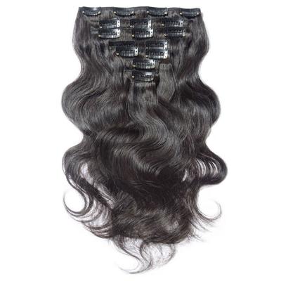 China Curly Best Quality Curly Color Natural Color Hair Extension Clip In Body Wave Hair Extension Unprocessed Virgin Peruvian Clip In Hair for sale