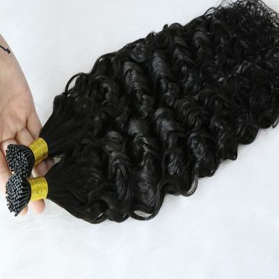 China Natural Pre Bonded Curly Black Black Stick I Tip Hair Bundles Microlinks Body Wave Brazilian Loose I-Tip Hair Extensions for sale