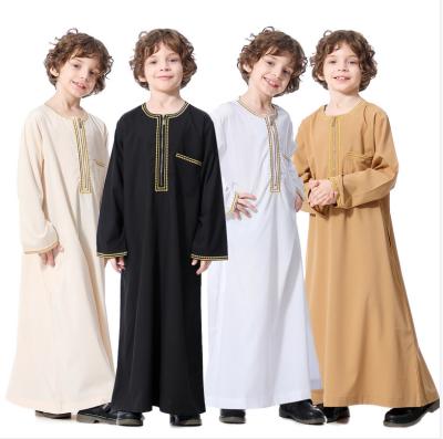 China 2022 New Product Middle East Kids Abaya Kids Muslim Abaya Boy Solid Muslim Abaya Kids Clothing Wholesale for sale