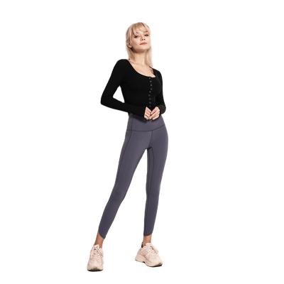 China Autumn Winter Breathable Sportswear Clothes Women's Yoga Soft Top Long Sleeve Yoga Top Quick Dry Silky Yoga Top For Sale for sale